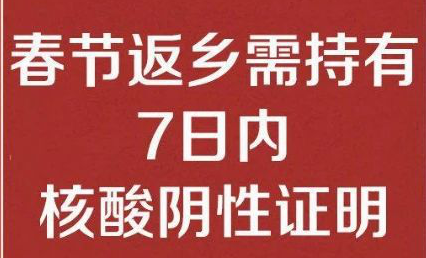 登录入口公司温馨提醒： 春节返乡需持有7日内核酸阴性证明